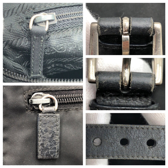 PRADA Shoulder Bag Nylon Black black Shoulder back pochette Test Triangular logo mens Used Authentic