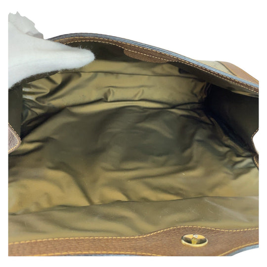 GUCCI Clutch bag GG Supreme canvas, leather Brown Gold Metal Clutch bag business bag unisex Old Gucci Shelly Line Interlocking Women Used Authentic