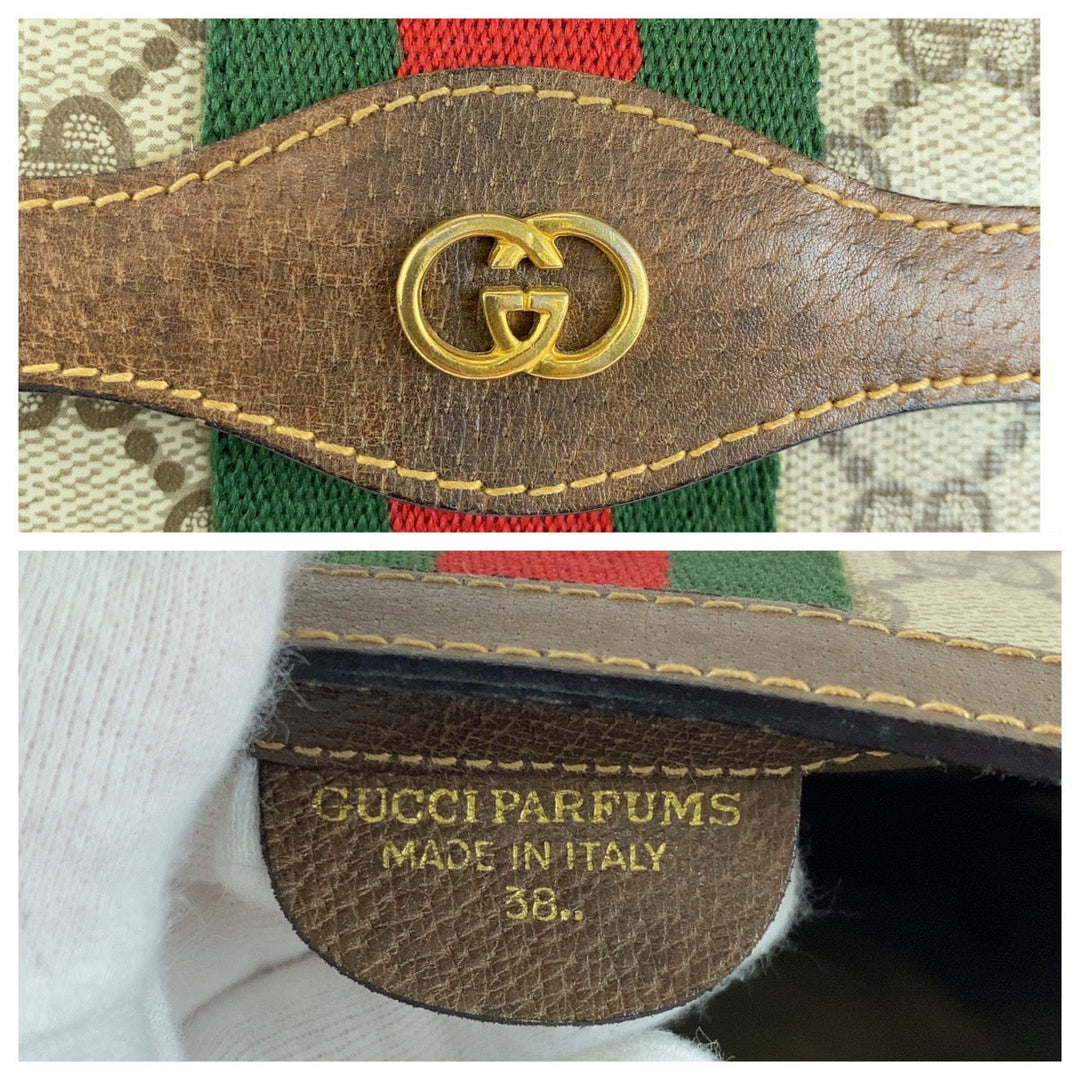 GUCCI Clutch bag GG Supreme canvas, leather Brown Gold Metal Clutch bag business bag unisex Old Gucci Shelly Line Interlocking Women Used Authentic