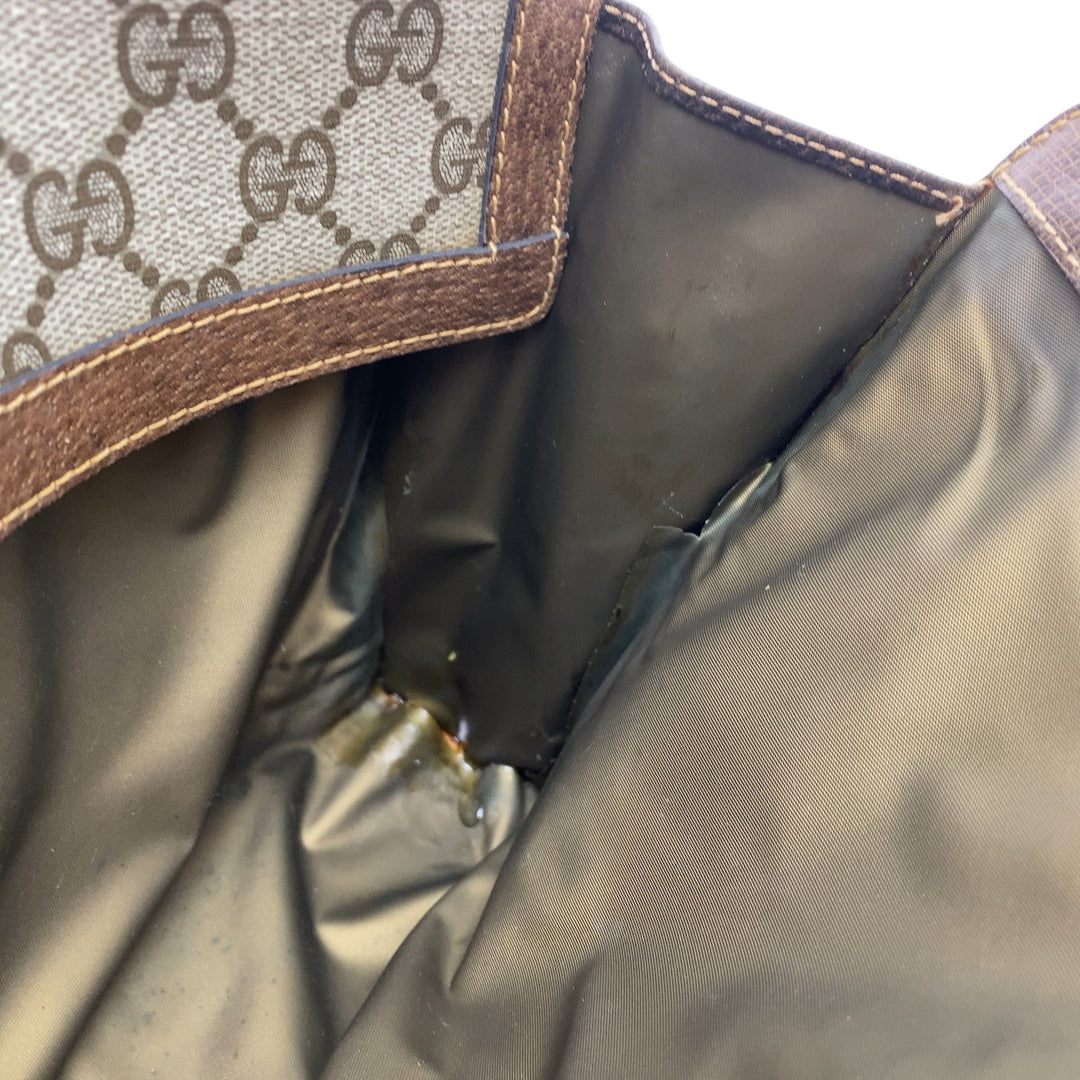 GUCCI Clutch bag GG Supreme canvas, leather Brown Gold Metal Clutch bag business bag unisex Old Gucci Shelly Line Interlocking Women Used Authentic