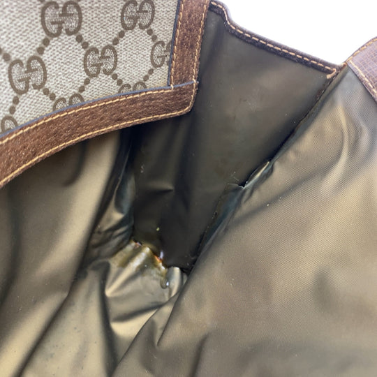 GUCCI Clutch bag GG Supreme canvas, leather Brown Gold Metal Clutch bag business bag unisex Old Gucci Shelly Line Interlocking Women Used Authentic
