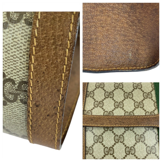 GUCCI Clutch bag GG Supreme canvas, leather Brown Gold Metal Clutch bag business bag unisex Old Gucci Shelly Line Interlocking Women Used Authentic