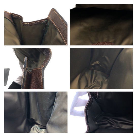 GUCCI Clutch bag GG Supreme Canvas Brown Gold Metal Clutch bag business bag Sherry line Women Used Authentic