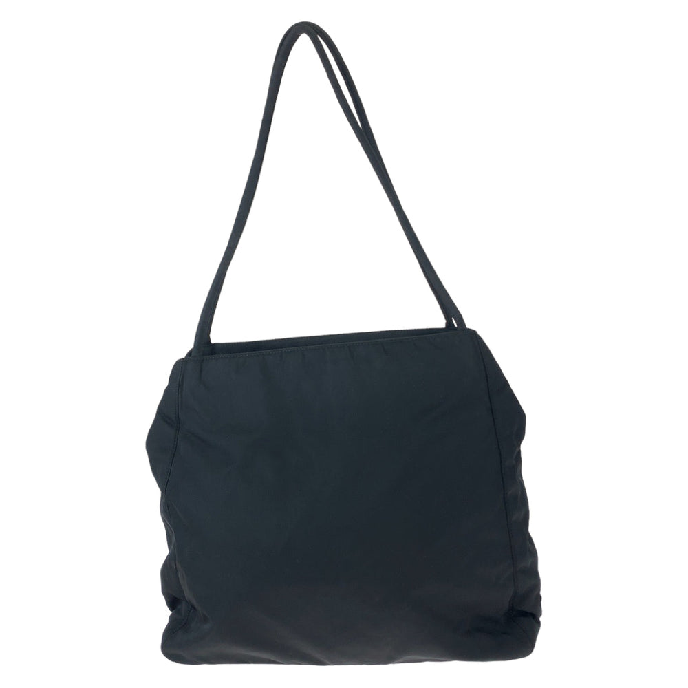 PRADA Tote Bag Nylon Black Silver Metal Tote Bag handbag Test Triangle With logo Women Used Authentic