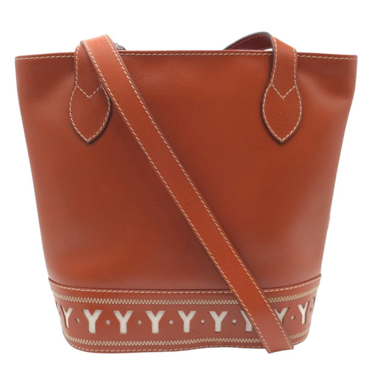 Yves Saint Laurent Shoulder Bag leather Brown Shoulder back pochette YSL Cut Y Women Used Authentic