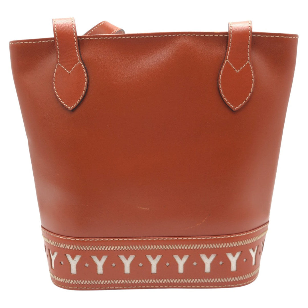Yves Saint Laurent Shoulder Bag leather Brown Shoulder back pochette YSL Cut Y Women Used Authentic