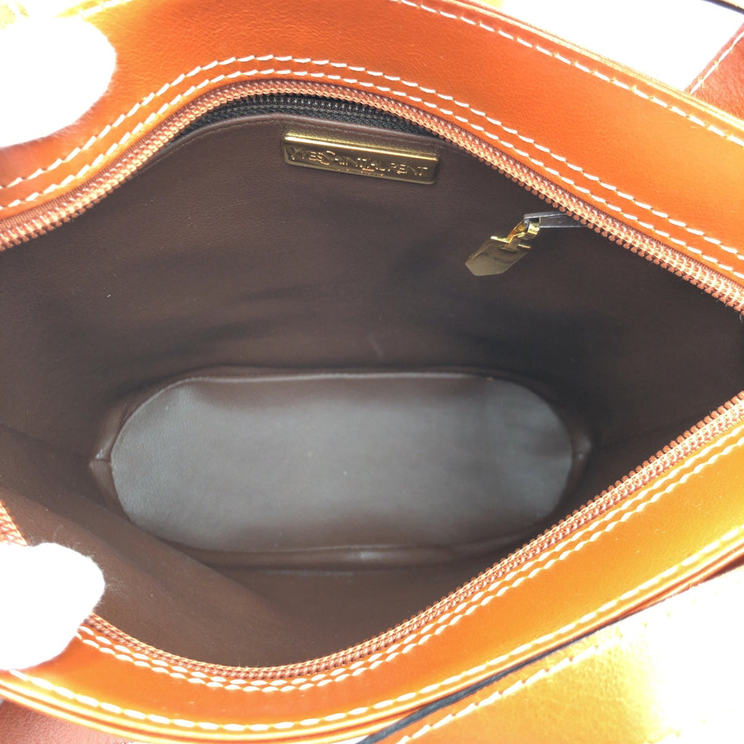 Yves Saint Laurent Shoulder Bag leather Brown Shoulder back pochette YSL Cut Y Women Used Authentic
