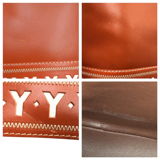 Yves Saint Laurent Shoulder Bag leather Brown Shoulder back pochette YSL Cut Y Women Used Authentic