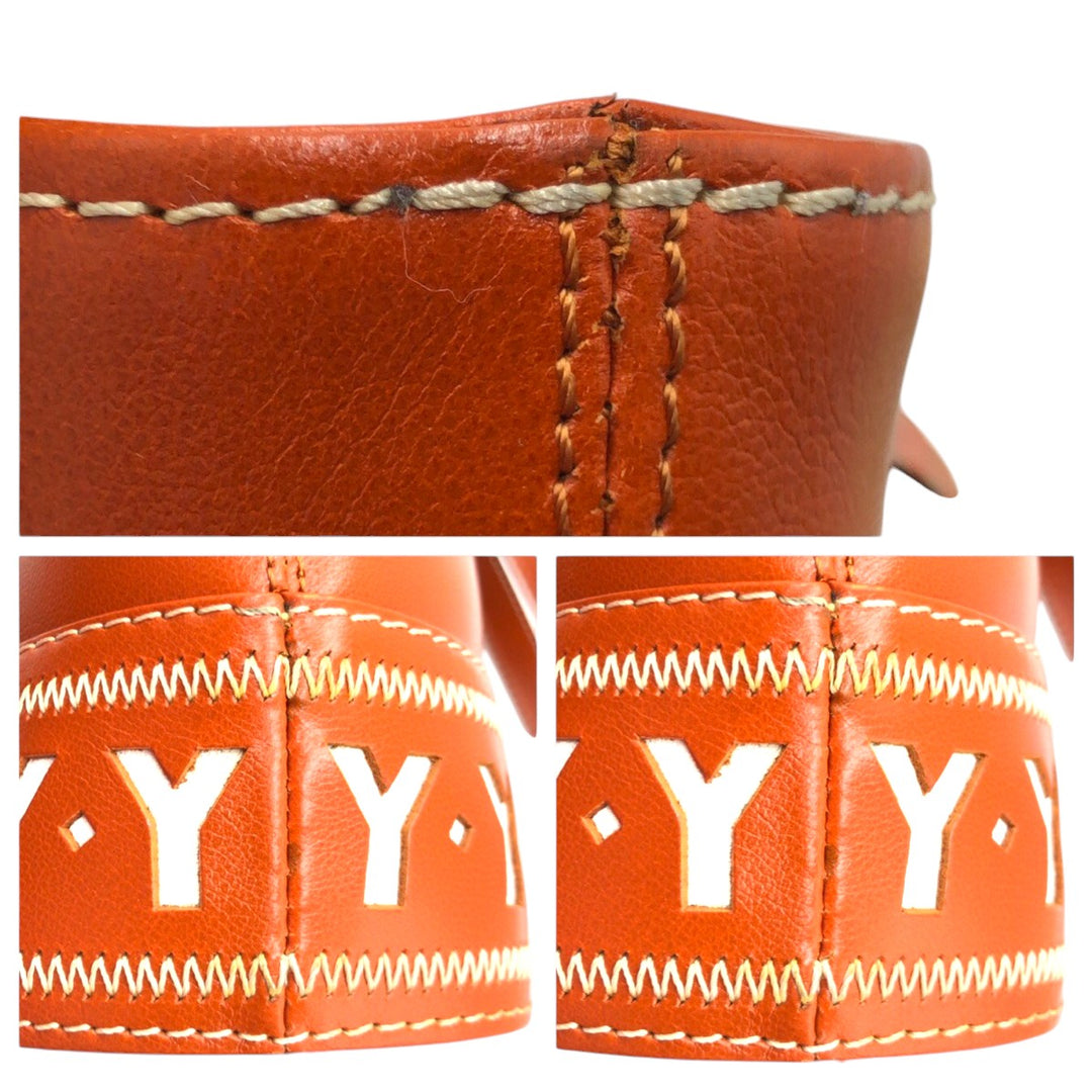 Yves Saint Laurent Shoulder Bag leather Brown Shoulder back pochette YSL Cut Y Women Used Authentic