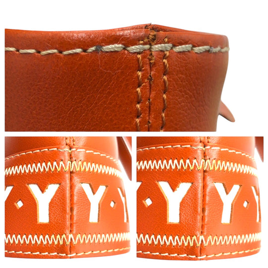 Yves Saint Laurent Shoulder Bag leather Brown Shoulder back pochette YSL Cut Y Women Used Authentic