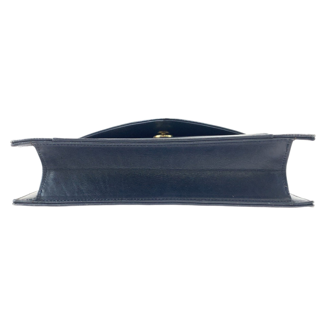 YVES SAINT LAURENT Shoulder Bag leather Black SilverMetal Shoulder Bag Shoulder Bag Logo embossed Women Used Authentic
