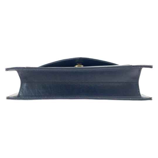 YVES SAINT LAURENT Shoulder Bag leather Black SilverMetal Shoulder Bag Shoulder Bag Logo embossed Women Used Authentic