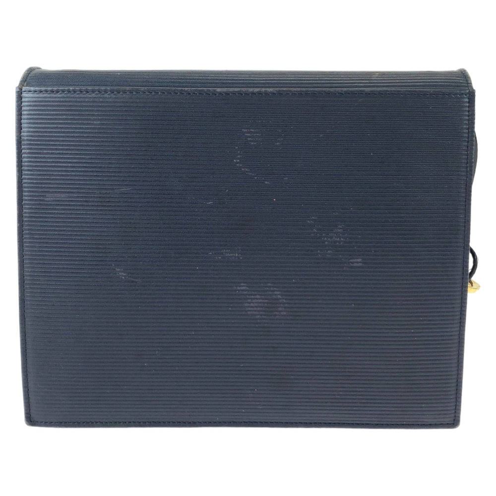 YVES SAINT LAURENT Shoulder Bag leather Black SilverMetal Shoulder Bag Shoulder Bag Logo embossed Women Used Authentic