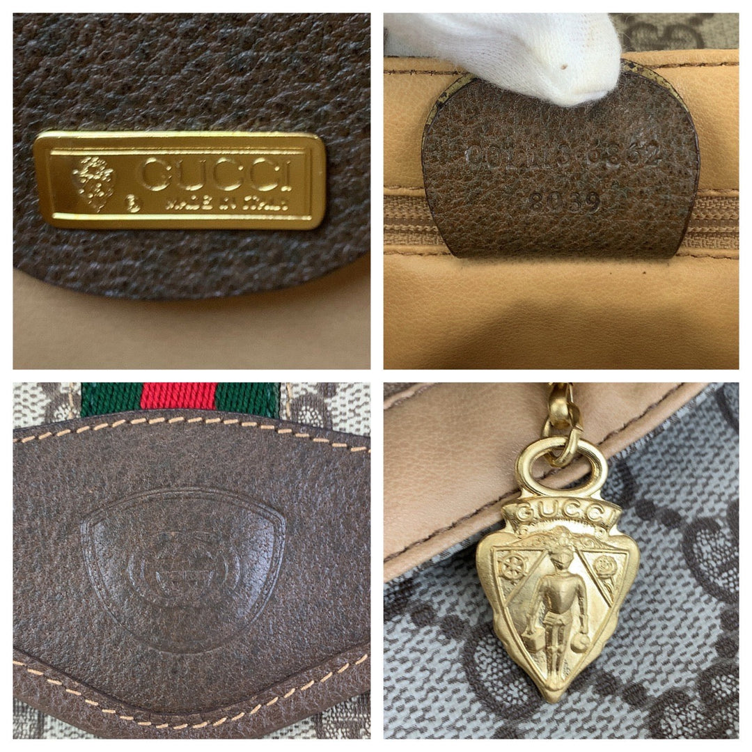 GUCCI Shoulder Bag 001.113.6862 PVC Beige Brown Gold Metal Crossbody Shoulder Bag Sherry Line Old Gucci Women Used Authentic