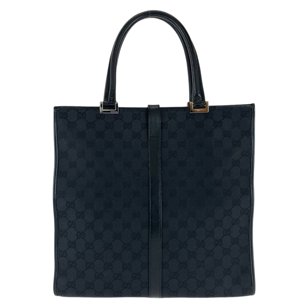 GUCCI Tote Bag 002 1064 GG canvas, leather Black SilverMetal Tote Bag handbag Jackie Women Used Authentic