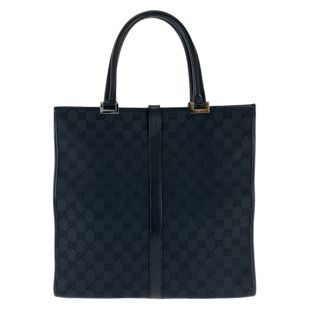 GUCCI Tote Bag 002 1064 GG canvas, leather Black SilverMetal Tote Bag handbag Jackie Women Used Authentic