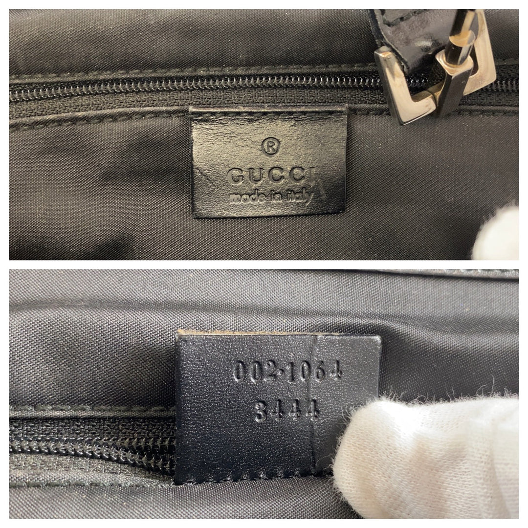 GUCCI Tote Bag 002 1064 GG canvas, leather Black SilverMetal Tote Bag handbag Jackie Women Used Authentic