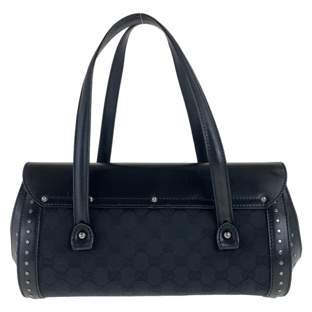 GUCCI Shoulder Bag 114993 GG canvas, leather Black SilverMetal Shoulder Bag Bamboo studs Women Used Authentic