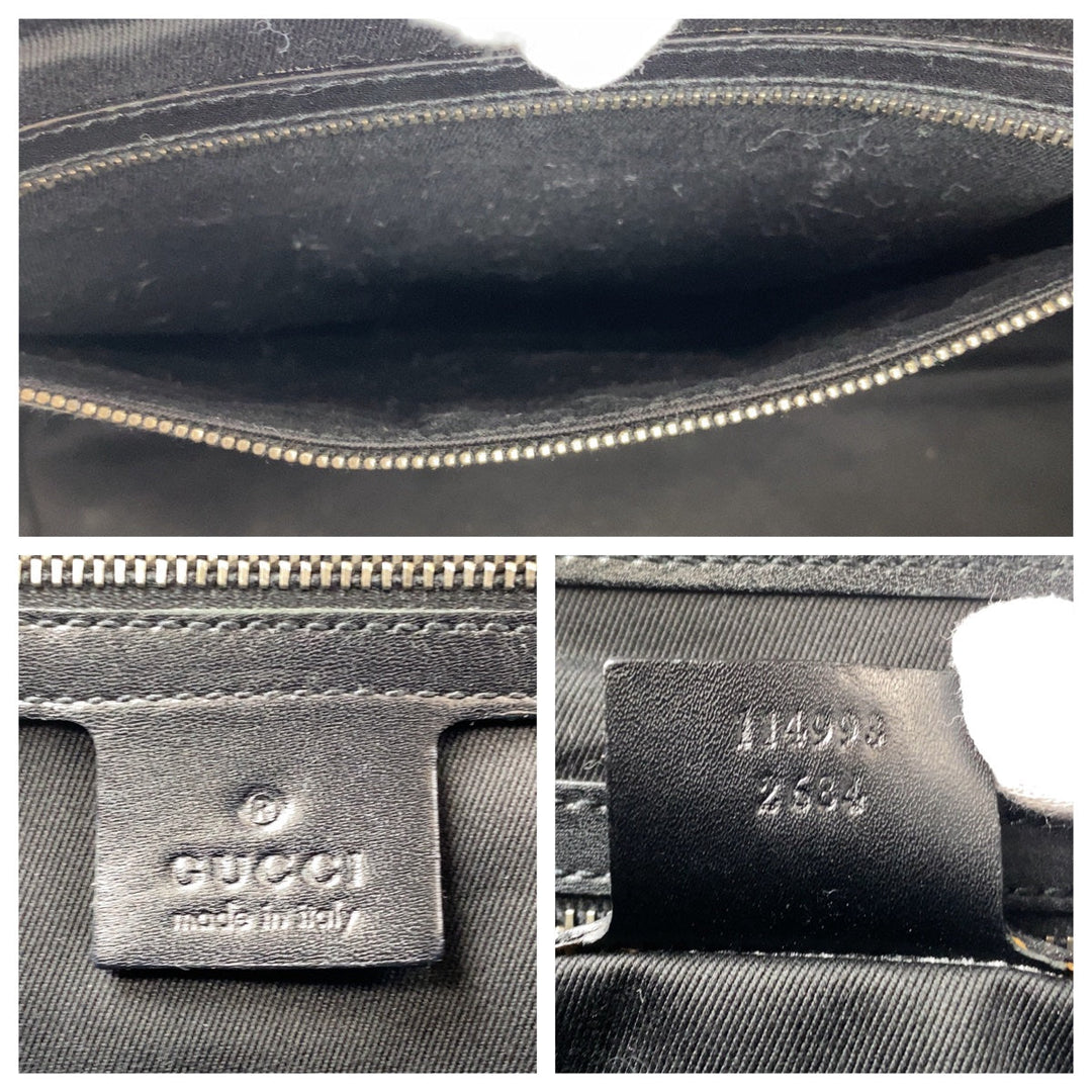 GUCCI Shoulder Bag 114993 GG canvas, leather Black SilverMetal Shoulder Bag Bamboo studs Women Used Authentic