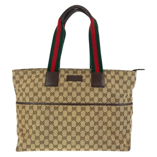 GUCCI Tote Bag 155524 GG canvas Beige multicolor Tote Bag Shoulder Bag Unisex Sherry mens Used Authentic