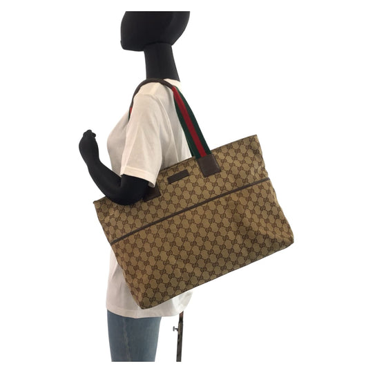 GUCCI Tote Bag 155524 GG canvas Beige multicolor Tote Bag Shoulder Bag Unisex Sherry mens Used Authentic