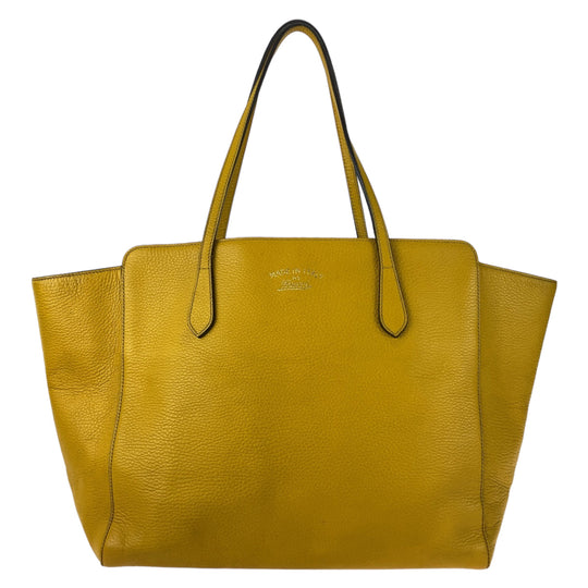 GUCCI Tote Bag 354397 leather Yellow Gold Metal Tote Bag Shoulder Bag A4 Storage Swing Women Used Authentic