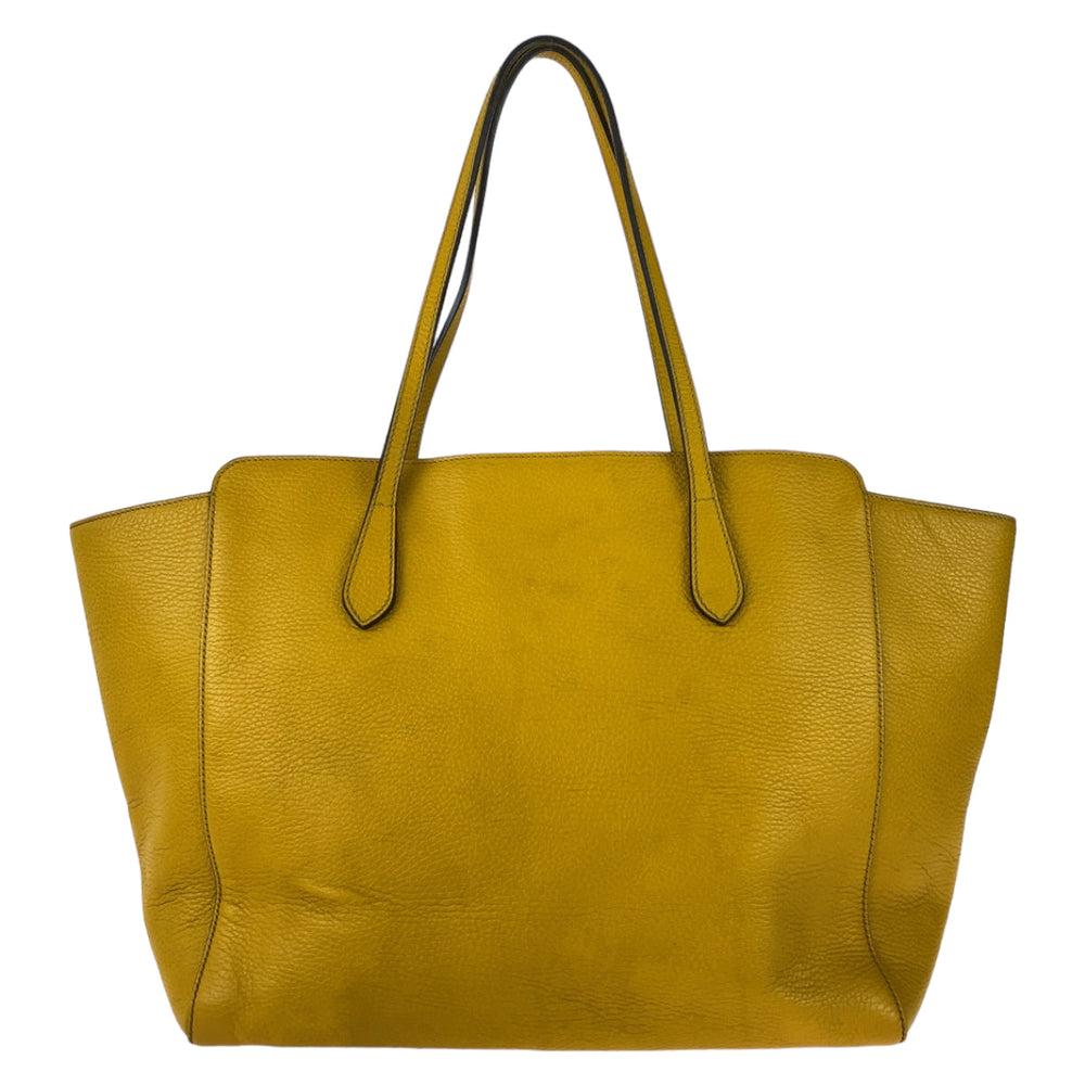 GUCCI Tote Bag 354397 leather Yellow Gold Metal Tote Bag Shoulder Bag A4 Storage Swing Women Used Authentic