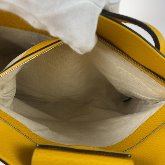GUCCI Tote Bag 354397 leather Yellow Gold Metal Tote Bag Shoulder Bag A4 Storage Swing Women Used Authentic