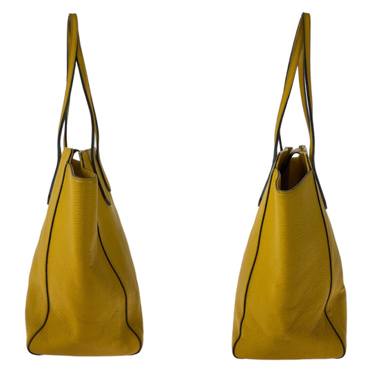 GUCCI Tote Bag 354397 leather Yellow Gold Metal Tote Bag Shoulder Bag A4 Storage Swing Women Used Authentic