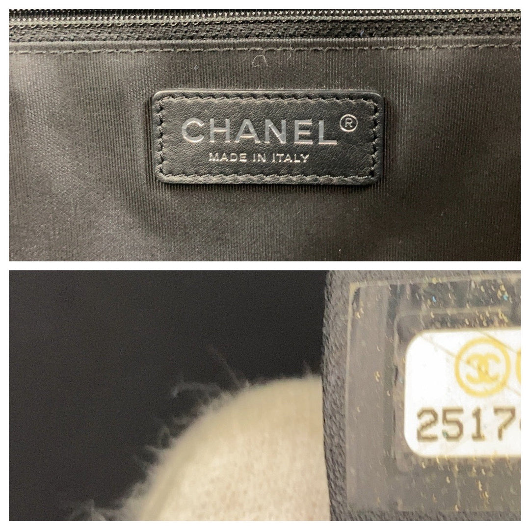 CHANEL Tote Bag lambskin Black SilverMetal Tote Bag ChainShoulder Bag Matrasse COCO Mark Women Used Authentic