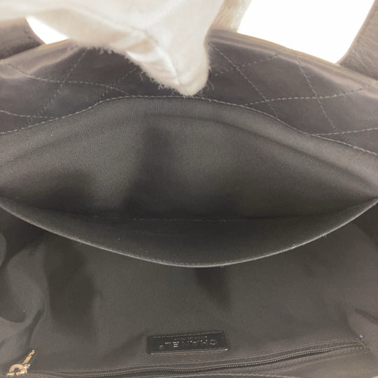 CHANEL Tote Bag lambskin Black SilverMetal Tote Bag ChainShoulder Bag Matrasse COCO Mark Women Used Authentic