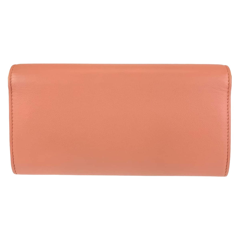 CHANEL Long Wallet Purse leather Pink Beige SilverMetal Long Wallet Purse COCO Mark Women Used Authentic