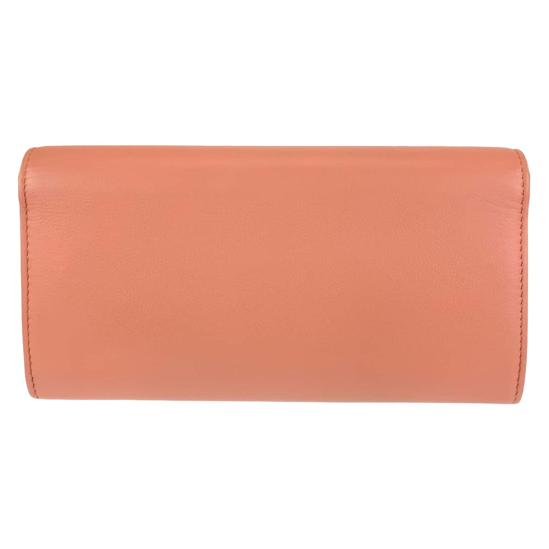 CHANEL Long Wallet Purse leather Pink Beige SilverMetal Long Wallet Purse COCO Mark Women Used Authentic
