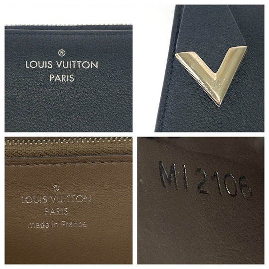 LOUIS VUITTON Long Wallet Purse M60146 leather Noir Black SilverMetal Long Wallet Purse Portefeuille comet Women Used Authentic