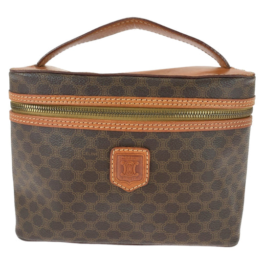 CELINE Handbag M94 leather Brown Gold Metal Handbag Vanity bag Accessory pouch Macadam Women Used Authentic
