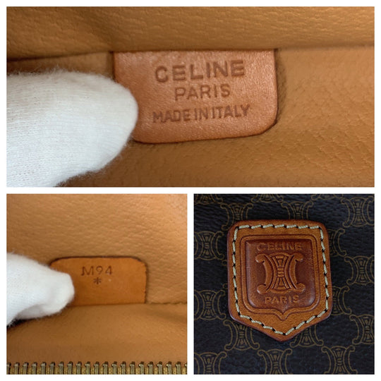 CELINE Handbag M94 leather Brown Gold Metal Handbag Vanity bag Accessory pouch Macadam Women Used Authentic