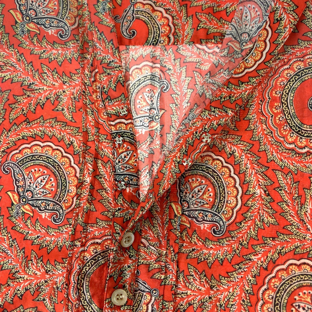 GUCCI Short sleeve shirt 654888 ZAGXJ cotton Red multicolor Short sleeve shirt cut and sew 21Stainless Steel Paisley total pattern mens 44 Used Authentic