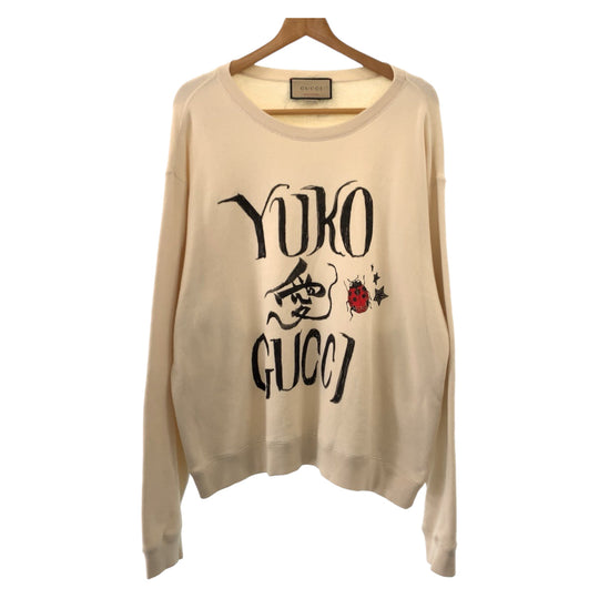 GUCCI sweat 626990 XJDTI cotton Ivory black Sweatshirt sweatshirt 21AW Japan exclusive Higuchi Yuko collaboration mens M Used Authentic