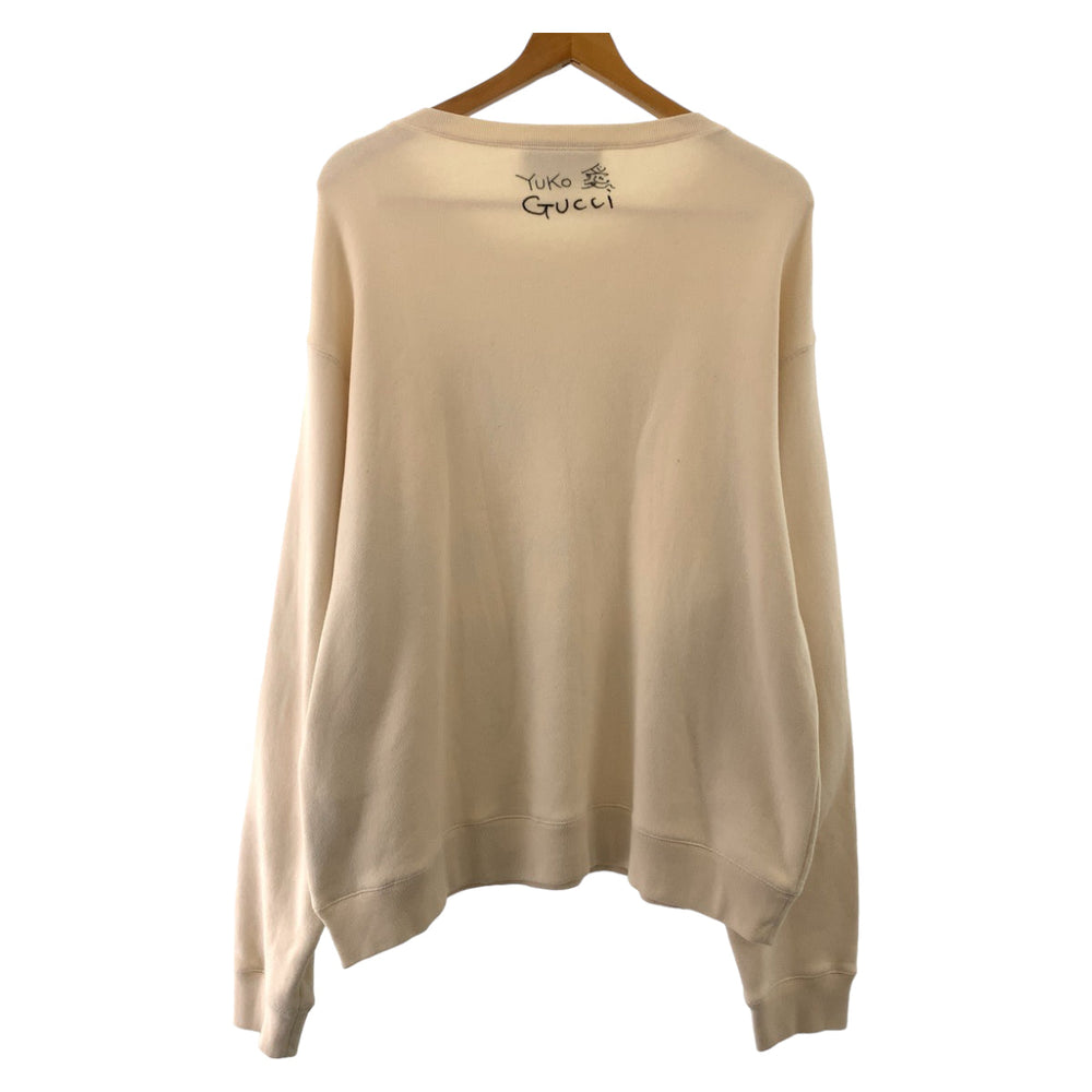 GUCCI sweat 626990 XJDTI cotton Ivory black Sweatshirt sweatshirt 21AW Japan exclusive Higuchi Yuko collaboration mens M Used Authentic