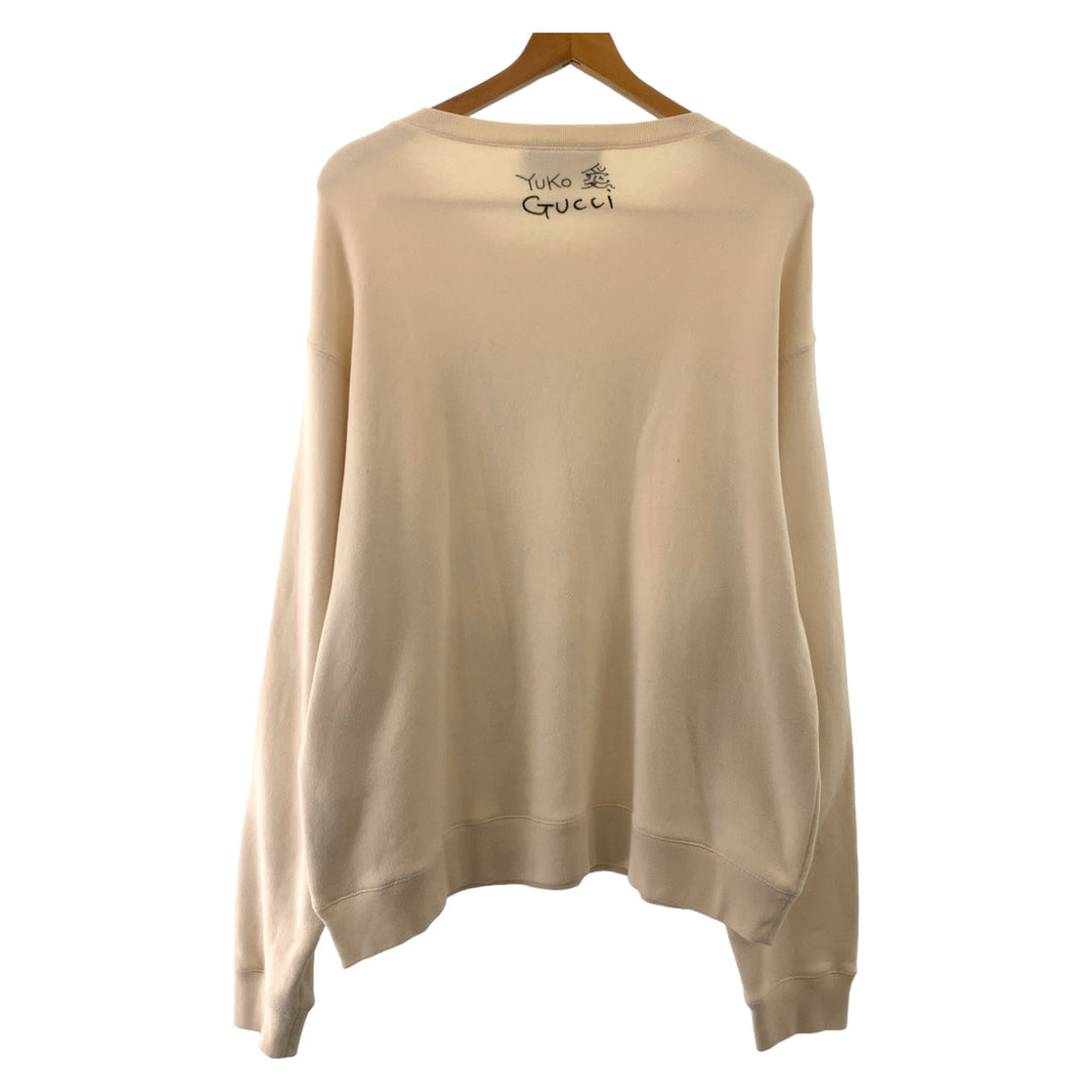 GUCCI sweat 626990 XJDTI cotton Ivory black Sweatshirt sweatshirt 21AW Japan exclusive Higuchi Yuko collaboration mens M Used Authentic