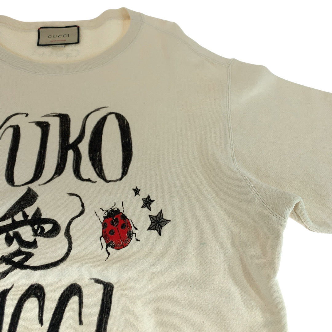 GUCCI sweat 626990 XJDTI cotton Ivory black Sweatshirt sweatshirt 21AW Japan exclusive Higuchi Yuko collaboration mens M Used Authentic