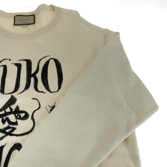 GUCCI sweat 626990 XJDTI cotton Ivory black Sweatshirt sweatshirt 21AW Japan exclusive Higuchi Yuko collaboration mens M Used Authentic