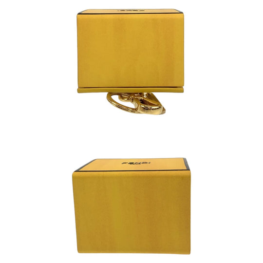 FENDI key ring leather Yellow Gold Metal Key holder, box key charm, accessory case Women Used Authentic