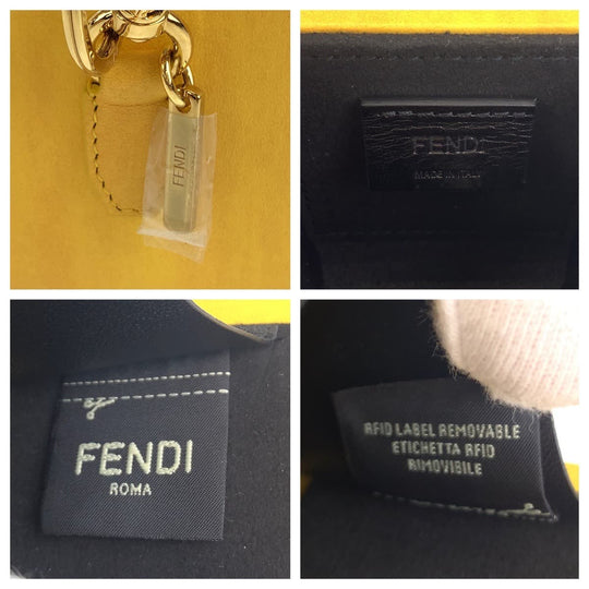 FENDI key ring leather Yellow Gold Metal Key holder, box key charm, accessory case Women Used Authentic
