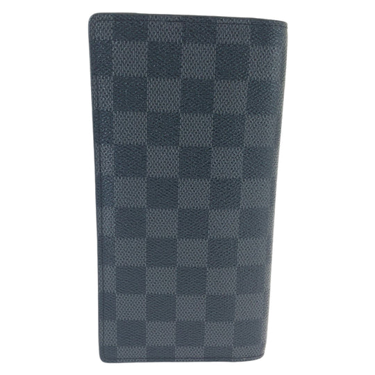 LOUIS VUITTON Long Wallet Purse N62227 PVC black black gray Long Wallet Purse Damier Graphite Portefeuille Ron mens Used Authentic