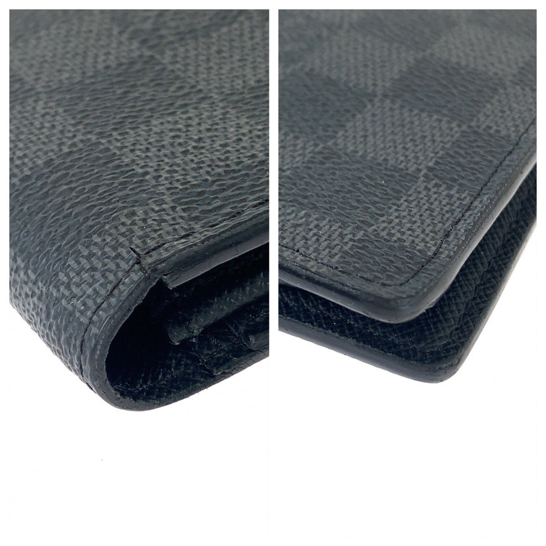 LOUIS VUITTON Long Wallet Purse N62227 PVC black black gray Long Wallet Purse Damier Graphite Portefeuille Ron mens Used Authentic