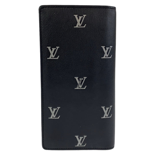 LOUIS VUITTON Long Wallet Purse M83190 leather Black SilverMetal Long Wallet Purse Brazon Portefeuille Braza mens Used Authentic