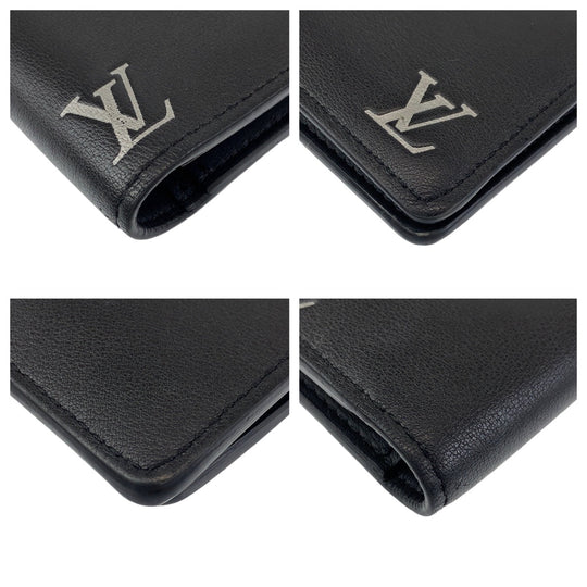 LOUIS VUITTON Long Wallet Purse M83190 leather Black SilverMetal Long Wallet Purse Brazon Portefeuille Braza mens Used Authentic