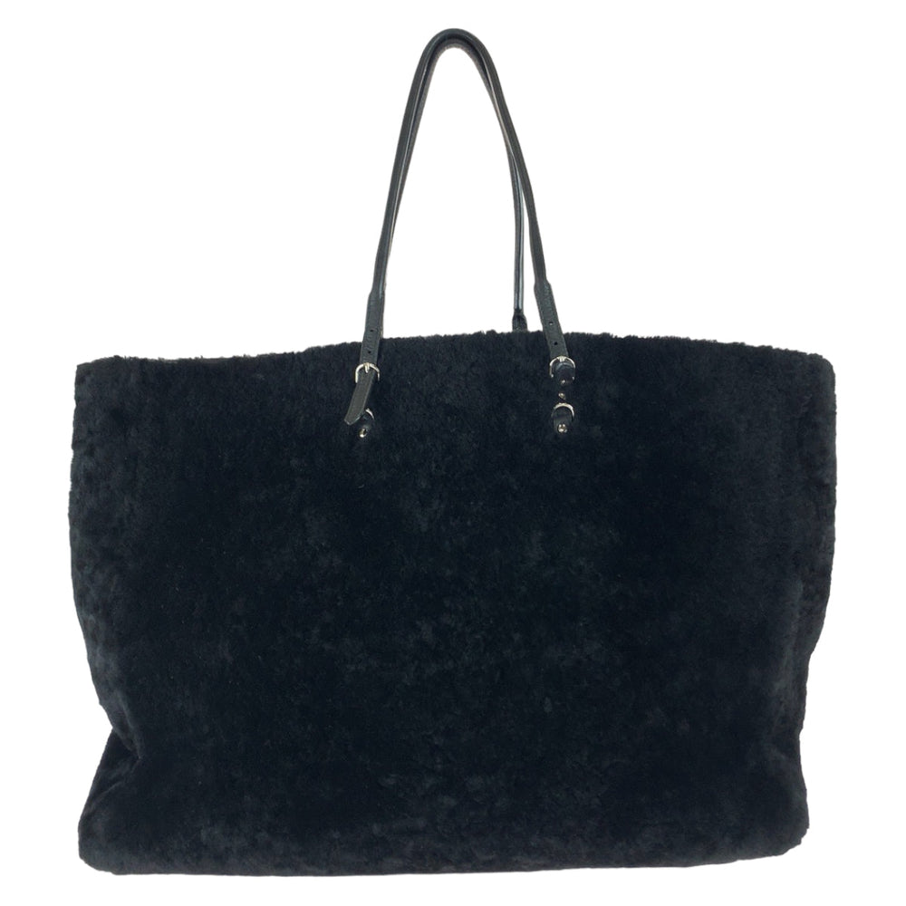 BALENCIAGA Tote Bag 387480 Mouton, Leather Black SilverMetal Tote Bag handbag paper Women Used Authentic