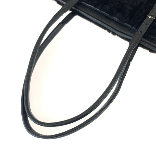 BALENCIAGA Tote Bag 387480 Mouton, Leather Black SilverMetal Tote Bag handbag paper Women Used Authentic